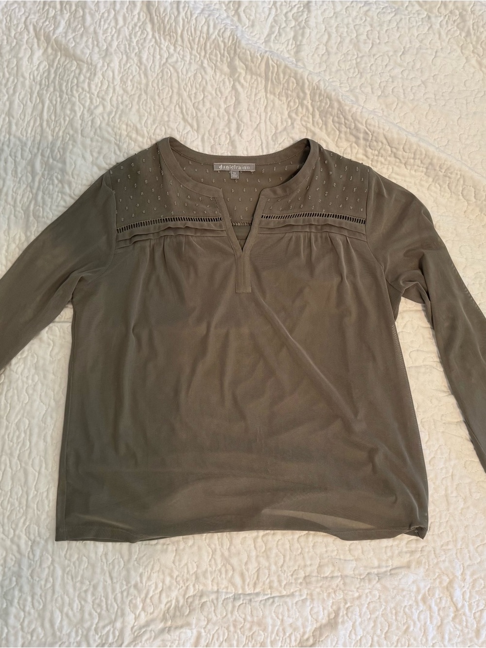 Daniel Rainn Olive Long-Sleeve Split-Neck Tunic